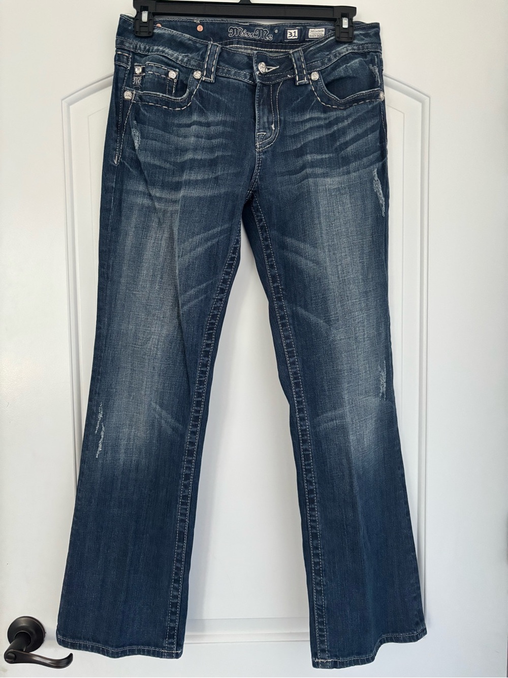 Miss Me "Easy Boot" Fleur-De-Lis Embellished Bootcut Jeans - Size 31